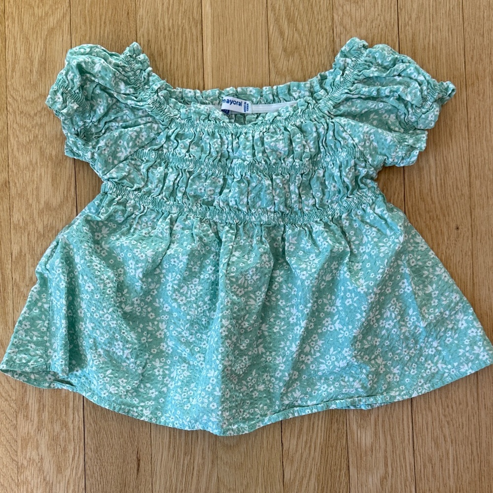 Mayoral Mint Floral Blouse